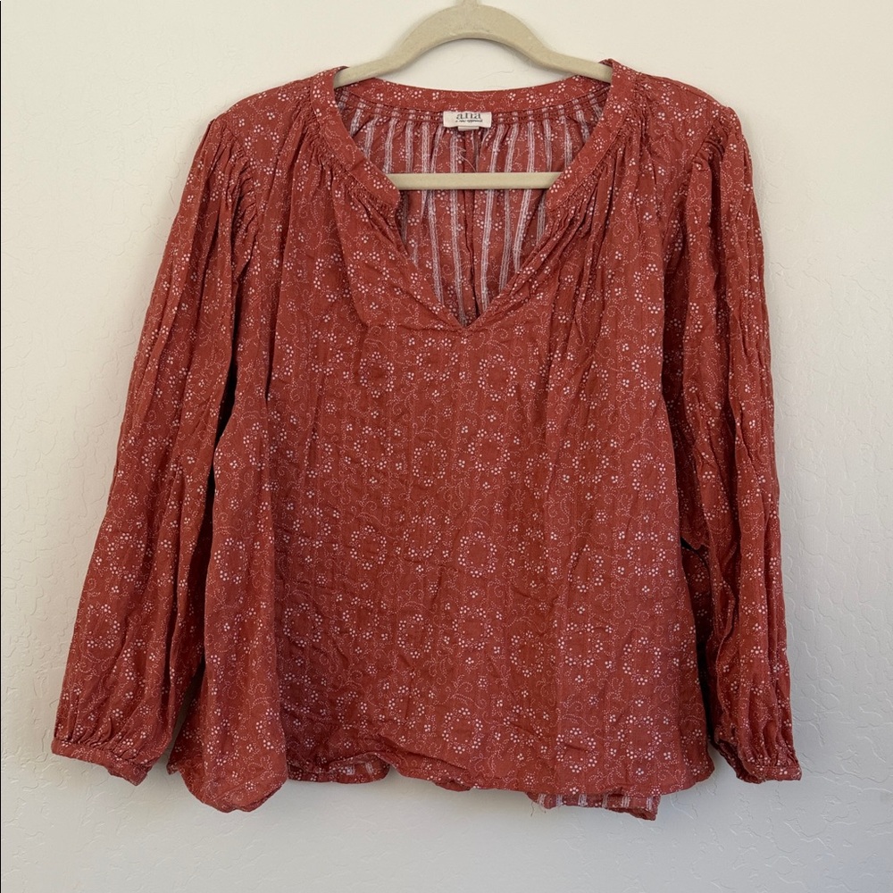 a.n.a Rust Floral Blouse